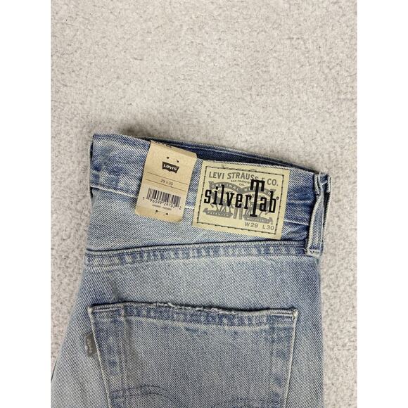 NWT Levis Silver Tab Loose Fit Jeans Light Wash Distressed Mens Size 29x30 - Picture 2 of 11